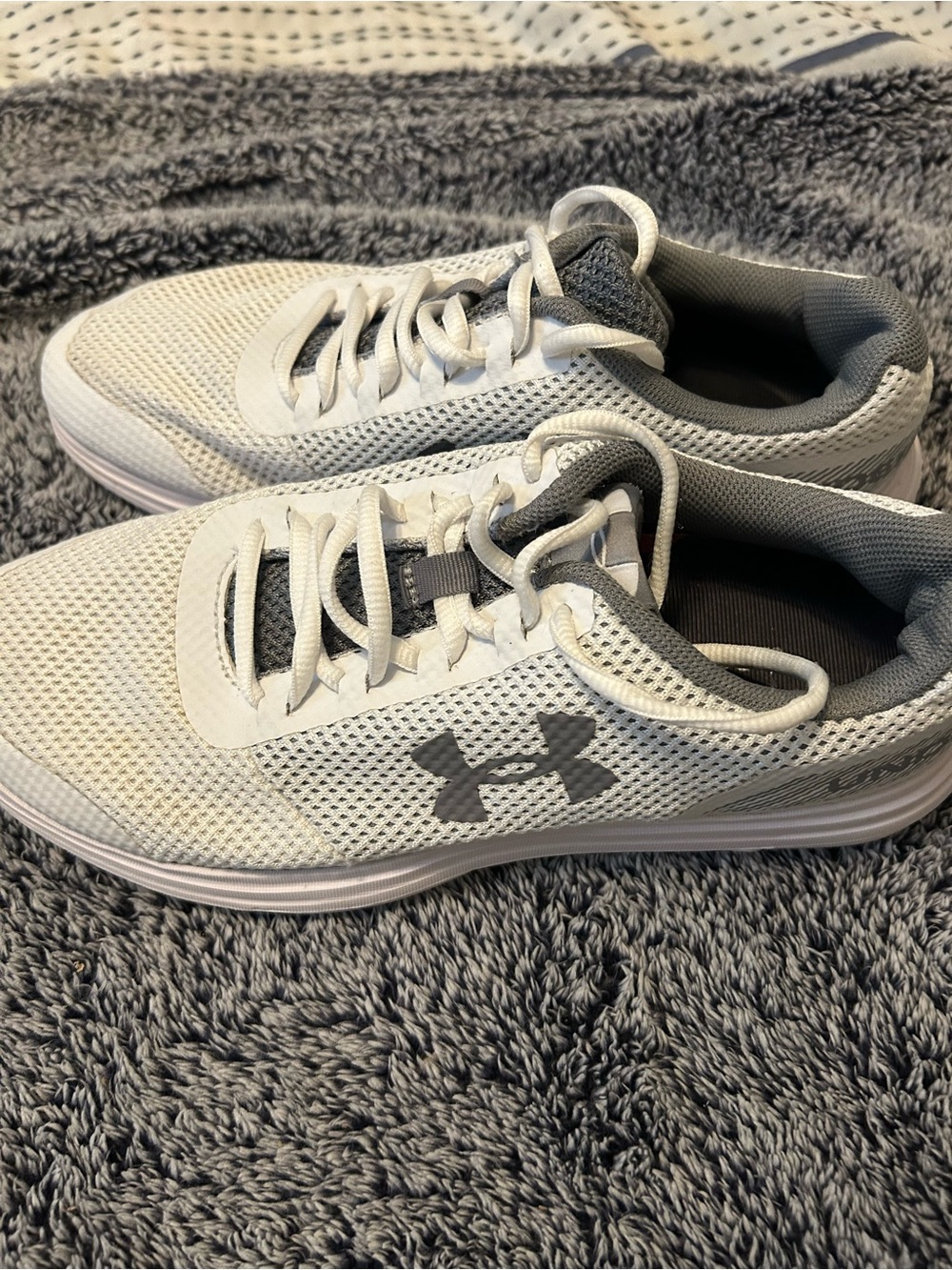 Under Armour Men’s White and Gray Mesh Training Sneakers